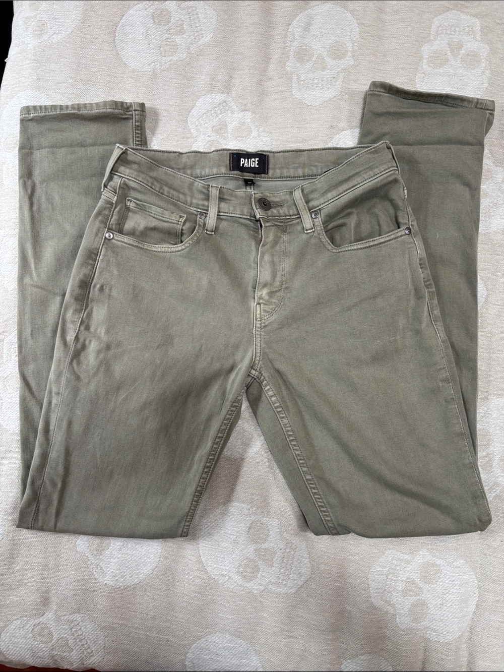 PAIGE  Women’s Slim Straight Jeans in Olive